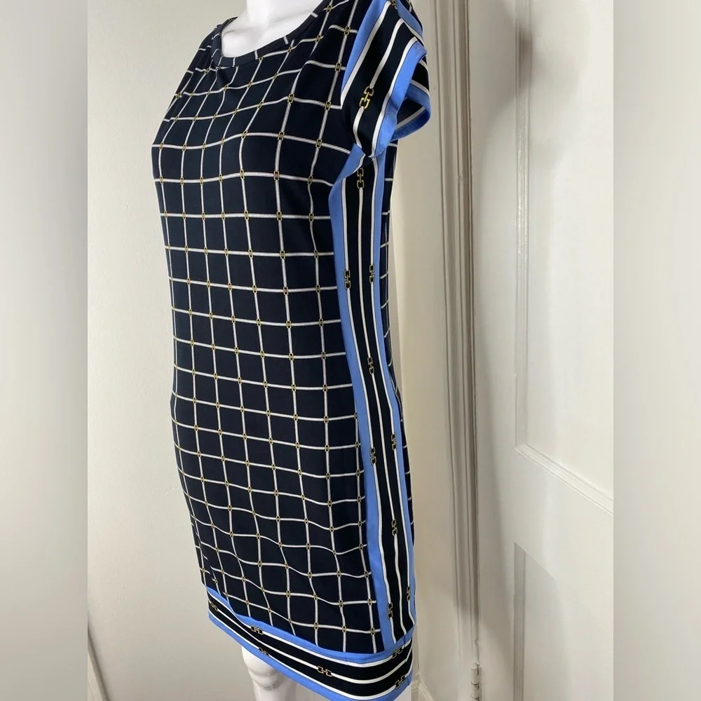 Michael Kors Chic Black and Blue Grid Dress